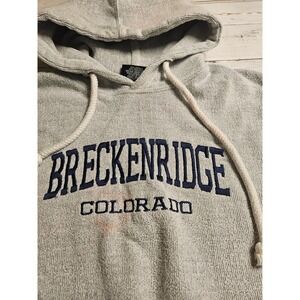 Comfortex USA Breckenridge Colorado Hoodie‎ Gray Textured Knit Pullover Medium